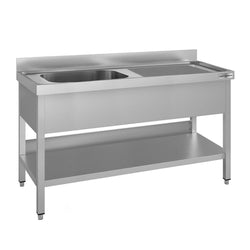 Stół ze zlewem ECO - 1400x700x970mm - z półką - 1-komorowy komora po lewej stronie