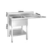 Commercial Dishwasher Sink Unit PREMIUM - 1400x700mm - Single Bowl Sink - Right Hand Drainer