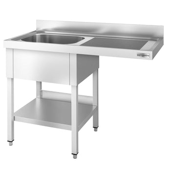 Stół zlewozmywakowy dla zmywarki do naczyń - 1400x700mm - z 1 zlewem po lewej stronie - Prime Gastro