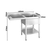 Commercial Dishwasher Sink Unit PREMIUM - 1400x700mm - Single Bowl Sink - Left Hand Drainer