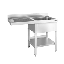 Stół zlewozmywakowy dla zmywarki do naczyń - 1400x700mm - z 1 zlewem po prawej stronie