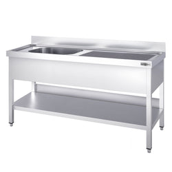Zlewozmywak PREMIUM – 1600 x 600 mm – z podstawą i 1 komorą po lewej stronie