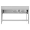 Stainless Steel Commercial Sink Unit ECO - 1600x700mm - with Double Bowl Left-hand - with Undershelf - with Upstand