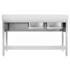 Stainless Steel Commercial Sink Unit PREMIUM - 1600x600mm - with Double Bowl Left-hand - with Undershelf