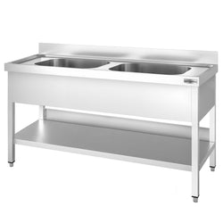 Zlewozmywak PREMIUM - 1600 x 600 mm - z podstawą i 2 komorami pośrodku