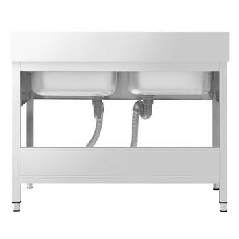 Zlewozmywak PREMIUM - 1600 x 600 mm - z podstawą i 2 komorami pośrodku - Prime Gastro