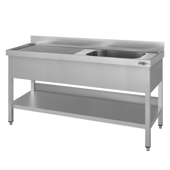 Zlewozmywak ECO - 1600 x 600 mm - z podstawą i 1 komorą po prawej stronie - Prime Gastro