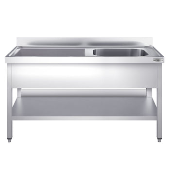 Zlewozmywak PREMIUM - 1600 x 600 mm - z podstawą i 1 komorą po prawej stronie - Prime Gastro