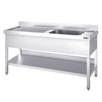 Zlewozmywak PREMIUM - 1600 x 600 mm - z podstawą i 1 komorą po prawej stronie - Prime Gastro