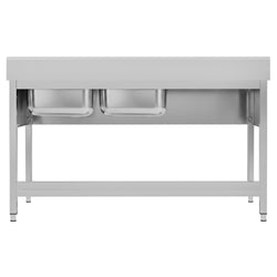 Stół ze zlewem ECO - 1600x700x970mm - z półką - 2-komorowy komory po prawej stronie