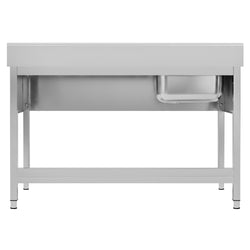 Stół ze zlewem ECO - 1600x600x970mm - z półką - 1-komorowy komora po lewej stronie skręcany