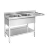 Commercial Dishwasher Sink Unit PREMIUM - 1600x600mm - Double Sink - Right Hand Drainer