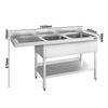 Commercial Dishwasher Sink Unit PREMIUM - 1600x600mm - Double Sink - Left Hand Drainer