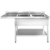 Commercial Dishwasher Sink Unit PREMIUM - 1600x600mm - Double Sink - Left Hand Drainer