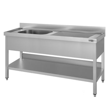 Zlewozmywak ECO - 1600 x 700 mm - z podstawą i 1 komorą po lewej stronie - Prime Gastro