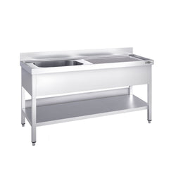 Zlewozmywak PREMIUM – 1600 x 700 mm – z podstawą i 1 komorą po lewej stronie