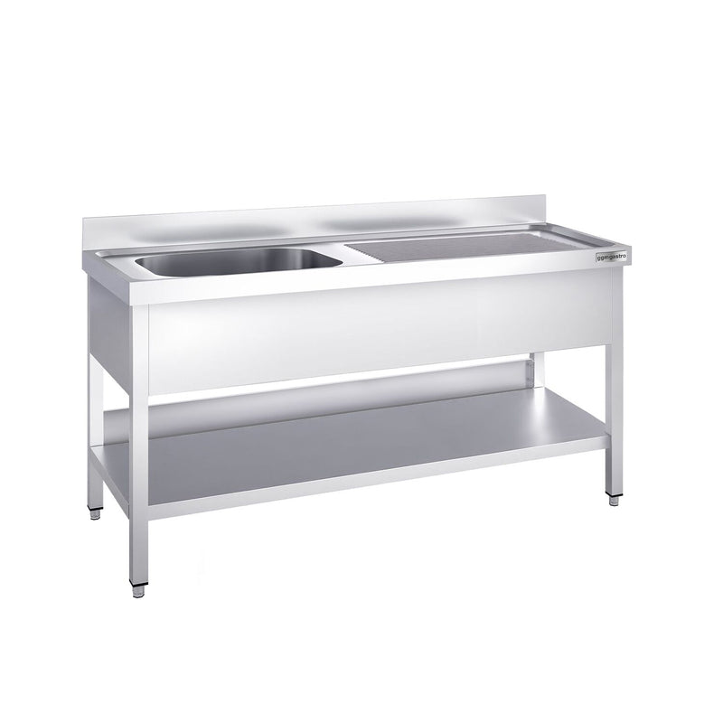 Zlewozmywak PREMIUM – 1600 x 700 mm – z podstawą i 1 komorą po lewej stronie