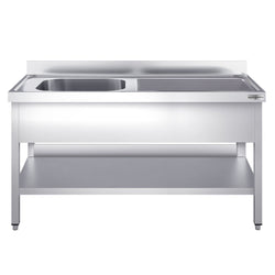 Zlewozmywak PREMIUM – 1600 x 700 mm – z podstawą i 1 komorą po lewej stronie