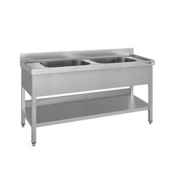 Zlewozmywak ECO - 1600x700 mm - z podstawą i 2 komorami pośrodku - Prime Gastro