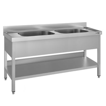 Zlewozmywak ECO - 1600x600 mm - z podstawą i 2 komorami pośrodku - Prime Gastro