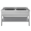 Zlewozmywak ECO - 1600x600 mm - z podstawą i 2 komorami pośrodku