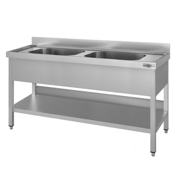 Zlewozmywak ECO - 1600x700 mm - z podstawą i 2 komorami pośrodku - Prime Gastro
