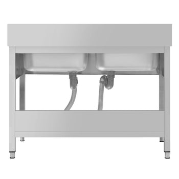 Zlewozmywak ECO - 1600x700 mm - z podstawą i 2 komorami pośrodku - Prime Gastro