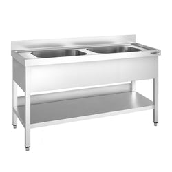 Zlewozmywak PREMIUM - 1600x700 mm - z podstawą i 2 komorami pośrodku