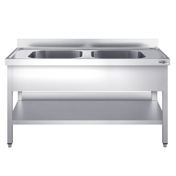 Zlewozmywak PREMIUM - 1600x700 mm - z podstawą i 2 komorami pośrodku - Prime Gastro