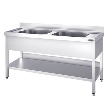 Zlewozmywak PREMIUM - 1600x700 mm - z podstawą i 2 komorami pośrodku - Prime Gastro