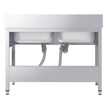 Zlewozmywak PREMIUM - 1600x700 mm - z podstawą i 2 komorami pośrodku - Prime Gastro