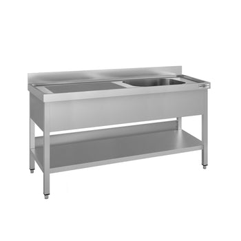 Zlewozmywak ECO - 1600 x 700 mm - z podstawą i 1 komorą po prawej stronie - Prime Gastro