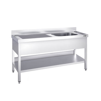 Zlewozmywak PREMIUM - 1600 x 700 mm - z podstawą i 1 komorą po prawej stronie - Prime Gastro