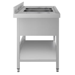 Stół ze zlewem ECO - 1800x700x970mm - z półką - 2-komorowy komory pośrodku
