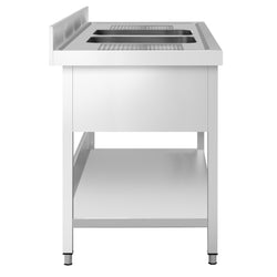 Stół ze zlewem PREMIUM - 1800x700x970mm - z półką - 2-komorowy komory pośrodku