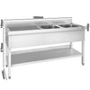 Stainless Steel Commercial Sink Unit PREMIUM - 1800x700mm - with Double Bowl Right-hand - with Undershelf - with Upstand