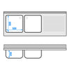 Commercial Dishwasher Sink with Cupboard PREMIUM - 1800x700mm - 2 Bowls, Left-Hand Bowl