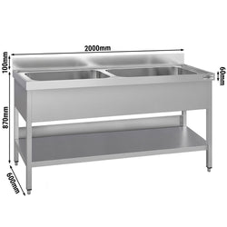 Zlewozmywak ECO – 2000 x 600 mm – z 2 komorami