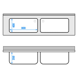 Zlewozmywak ECO – 2000 x 600 mm – z 2 komorami