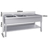 Stół zlewozmywakowy ECO – 2000 x 700 mm – z półką dolną – ze zlewem 2-komorowym po lewej stronie – z rantem