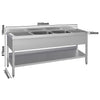 Stainless Steel Commercial Sink Unit ECO - 2000x700mm - with Double Bowl Centre - with Undershelf - with Upstand