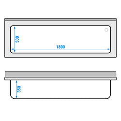 Zlewozmywak PREMIUM – 2000 x 700 mm – z 1 komorą