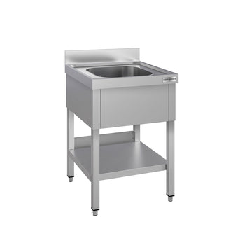 Stół zlewozmywakowy ECO - 600x600 mm - z dolną półką i 1 zlewem - Prime Gastro