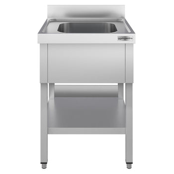 Stół zlewozmywakowy ECO - 600x600 mm - z dolną półką i 1 zlewem - Prime Gastro