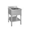 Stainless Steel Commercial Sink Unit ECO - 600x700mm - with Undershelf & Single Bowl - with Upstand