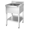 Stainless Steel Commercial Sink Unit PREMIUM - 600x700mm - with Single Bowl Centre - with Undershelf