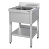 Stainless Steel Commercial Sink Unit ECO - 600x700mm - with Undershelf & Single Bowl - with Upstand