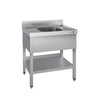 Stainless Steel Commercial Sink Unit ECO - 800x600mm - with Single Bowl Centre - with Undershelf - with Upstand