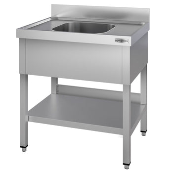 Stół zlewozmywakowy ECO - 800x600mm - z dolną półką i 1 zlewem - Prime Gastro