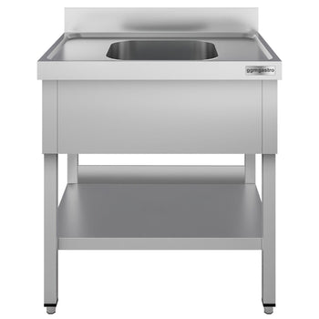 Stół zlewozmywakowy ECO - 800x600mm - z dolną półką i 1 zlewem - Prime Gastro